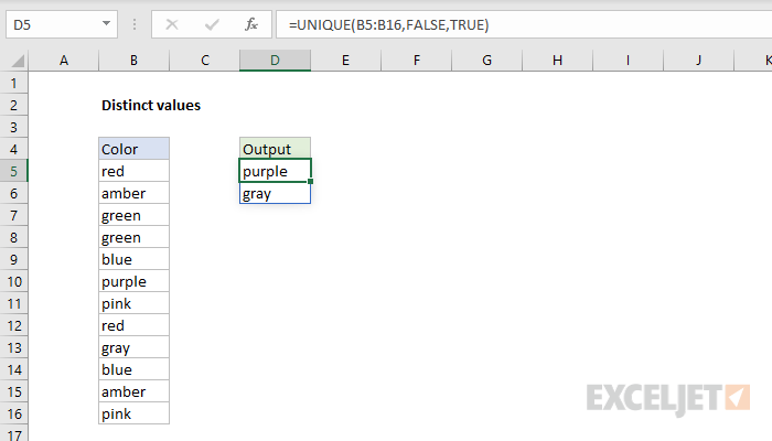 distinct-values-excel-formula-exceljet